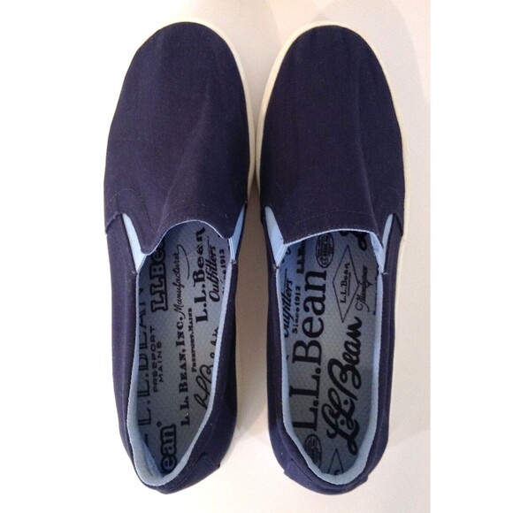 LL Bean Shoes Women 11 M Blue Eco Bay Slip On Boat Stretch Canvas Comfort Loafer - Picture 3 of 12